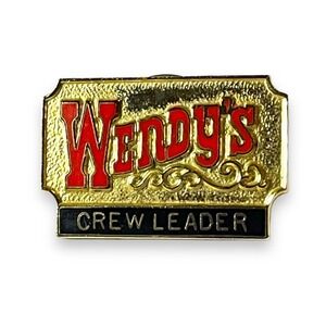 Vintage Wendy’s Enamel Tie Tack Pin Crew Leader Gold Tone Collectible